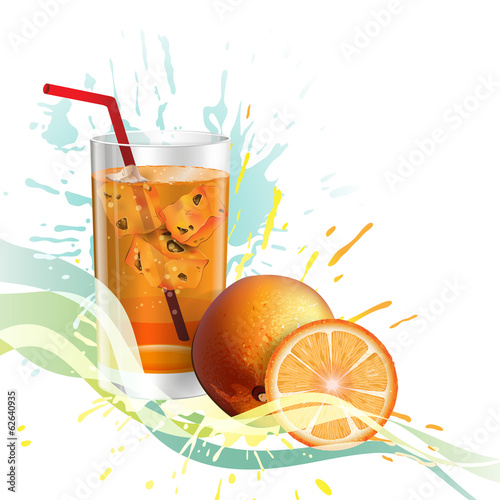 a glass of orange juice with ice1