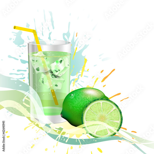 a glass of lime juice with ice1