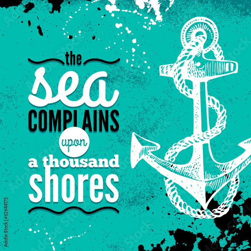 Travel grunge background. Sea nautical design