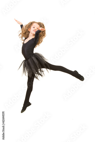 Little ballerina girl jumping