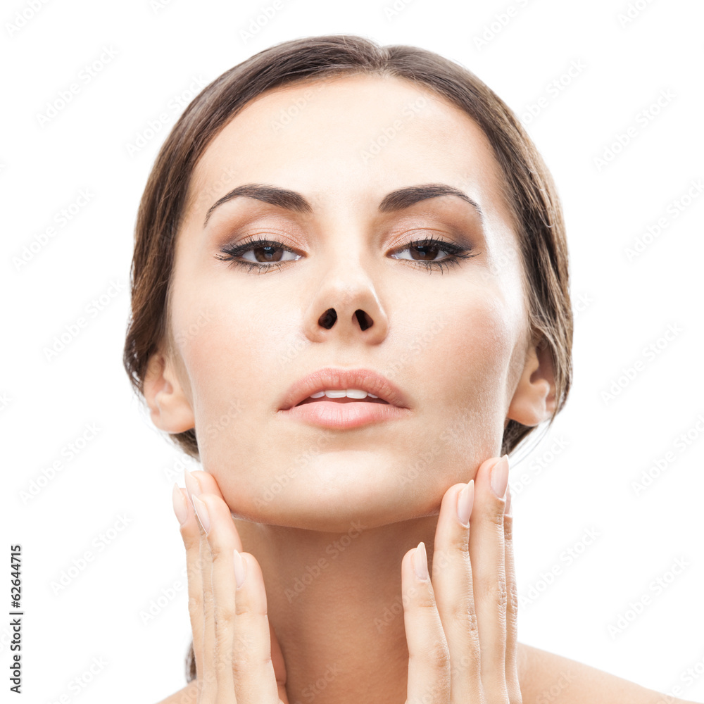 Portrait of beautiful woman, on white Portrait of beautiful woman, on white