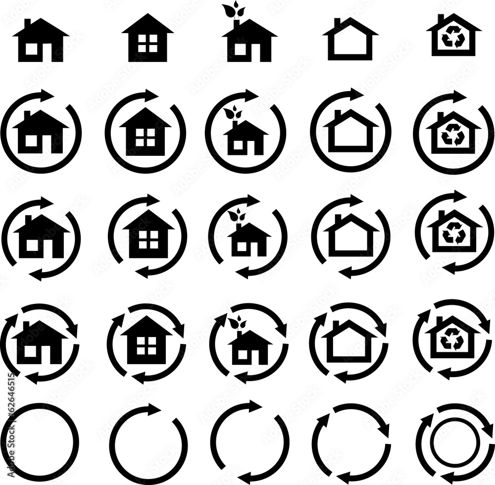 Ecohouse vector illustration pack Ecohouse vector illustration pack
