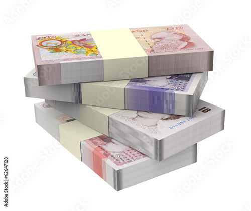 English money isolated on white background