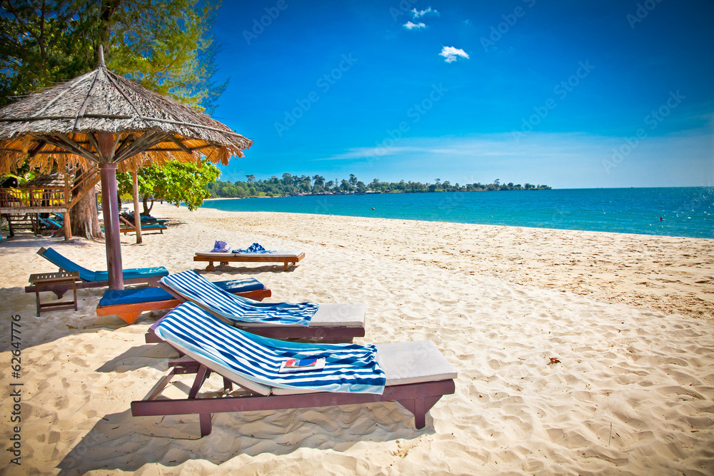 Beautiful tropical beach in Sihanoukville, Cambodia .
