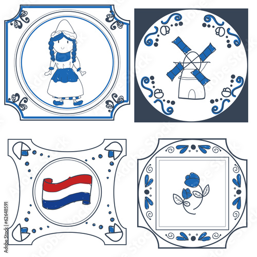 dutch tiles vector hand drawn