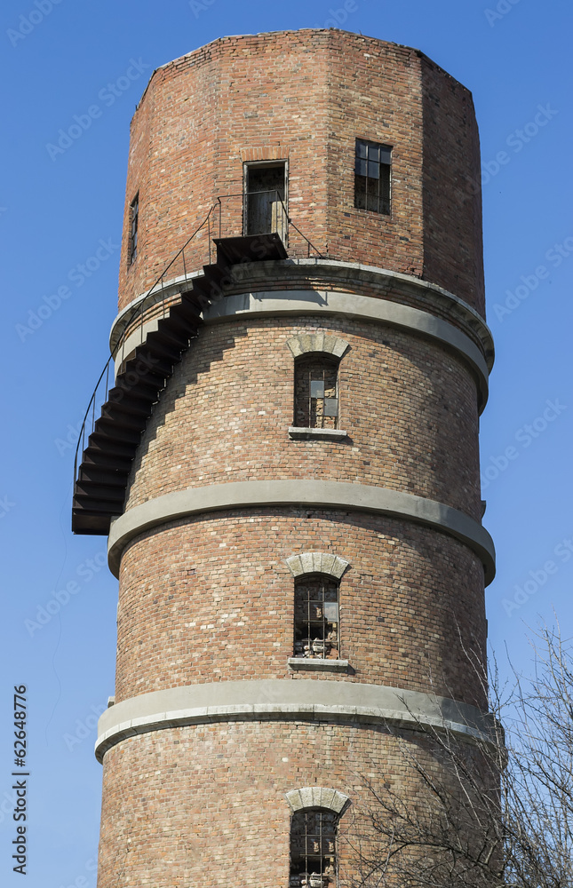 Vintage water tower made of bricks