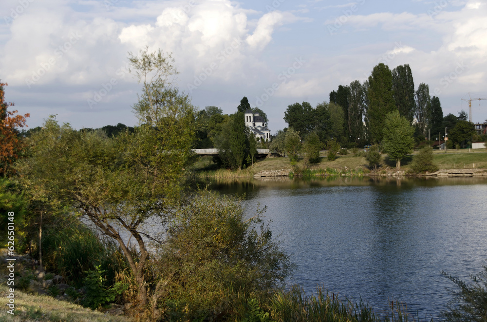 Small dam in the a residential district Drujba Small dam in the a residential district Drujba