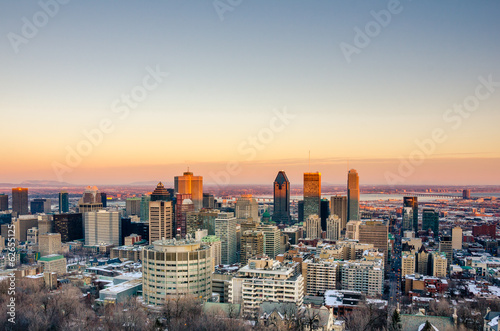 Montreal Skyline at Sunset in Winter