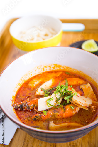 tom yam kung thai shrimp spicy soup, isolated