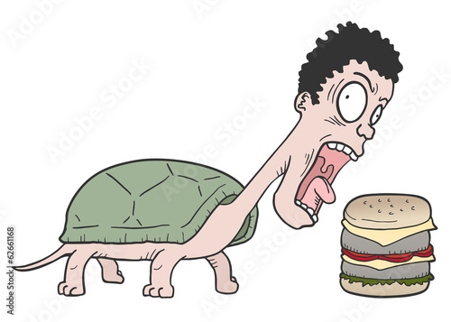 Turtle man and burger
