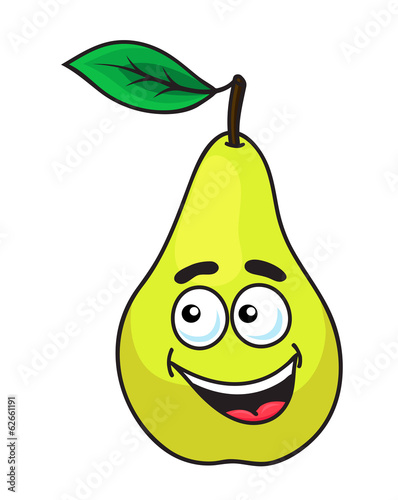 Happy grinning ripe pear fruit