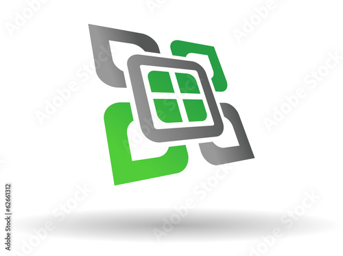 Abstract green and grey symbol