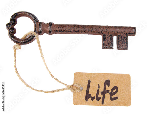 Key to life, Conceptual photo. Isolated on white