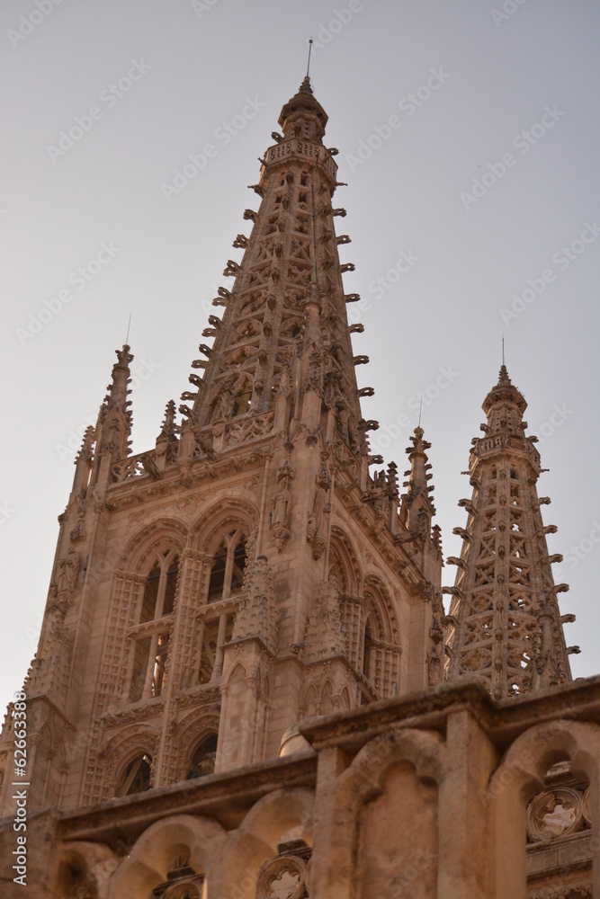 Detalle de las torres de la Catedral gotica de Burgos