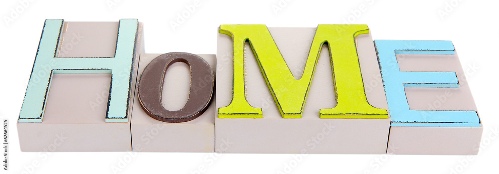 Decorative letters forming word HOME isolated on white Decorative letters forming word HOME isolated on white