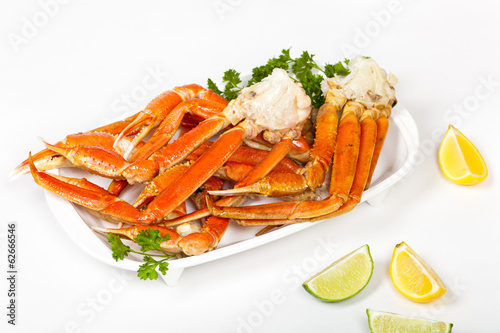 Crab legs with fresh lemon slices