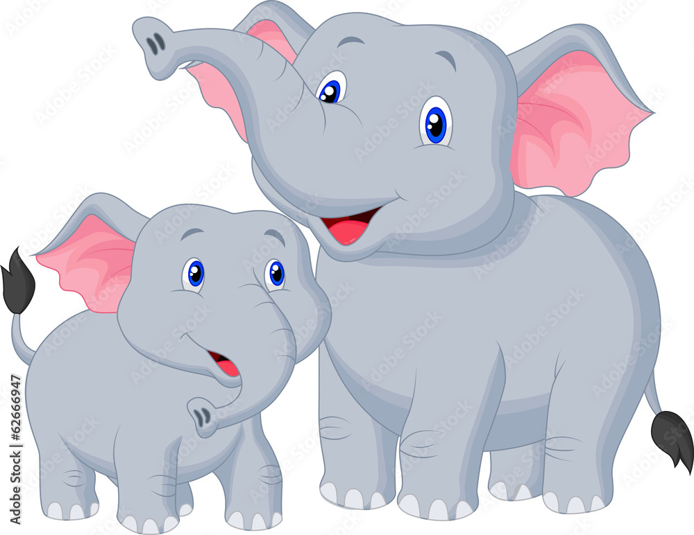 Obraz premium Mother and baby elephant