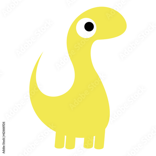 A Vector Cute Cartoon Yellow Dinosaur Isolated