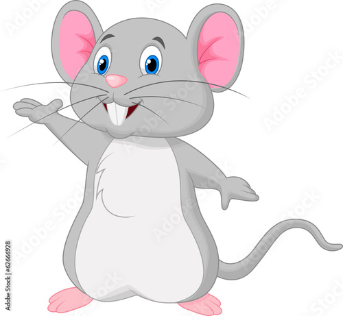 Cute mouse cartoon waving