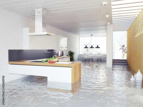 Картината върху платно flooding kitchen. 3d