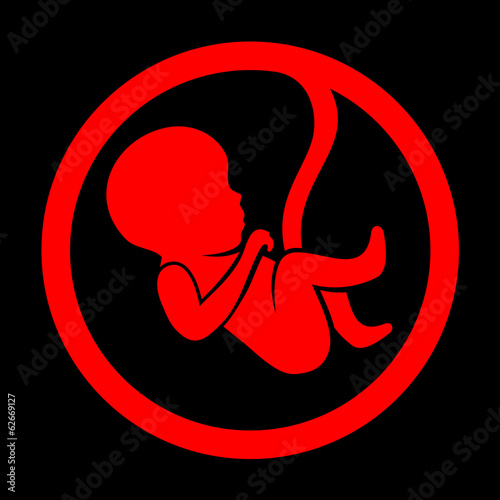 Fetus Icon Isolated on Black Background