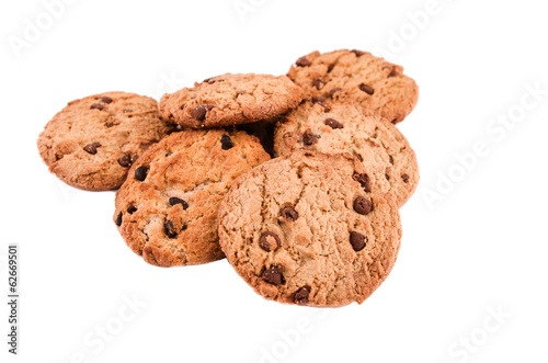 chocolate chip cookies on white