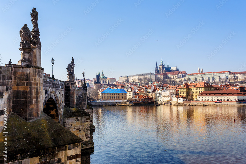 View of the Cathedral of St. Vitus, the Vltava River, Prague