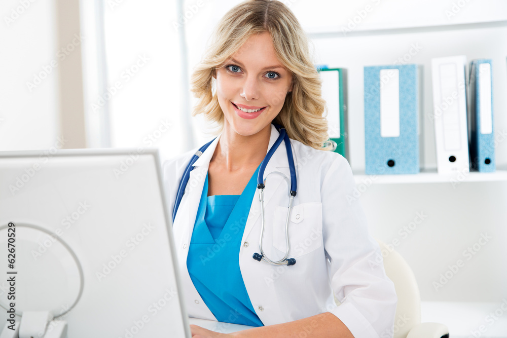 Female doctor with computer Female doctor with computer