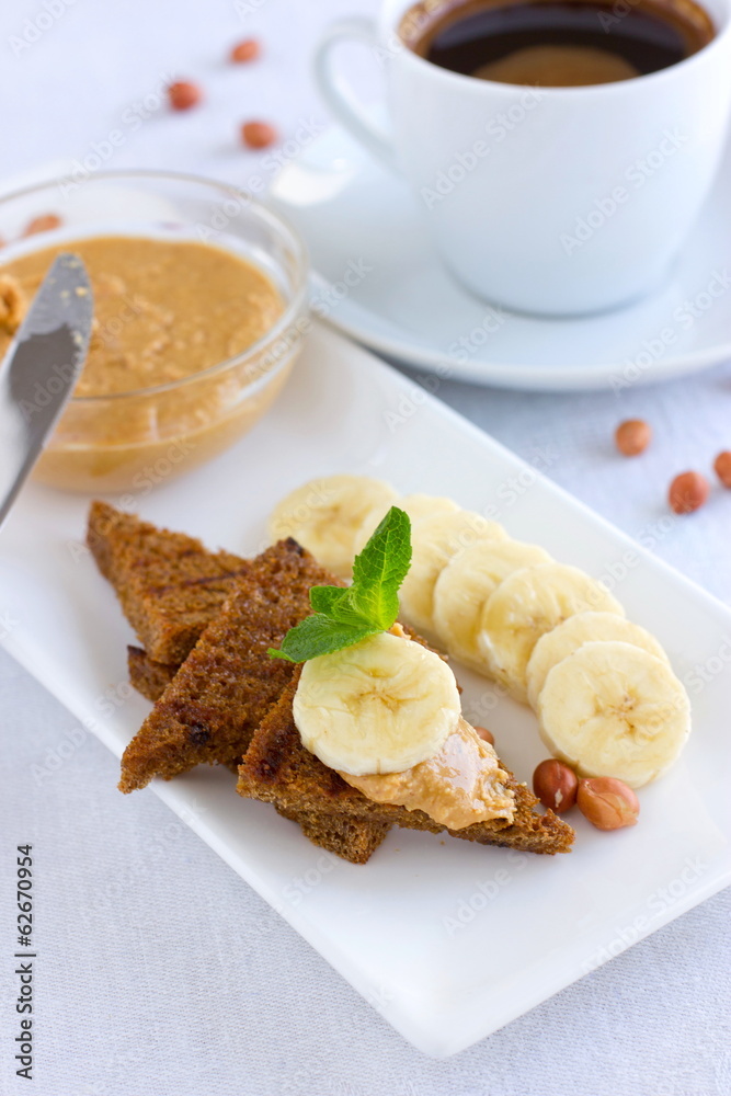 Peanut butter sandwiches with banana
