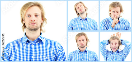 Collage of handsome emotion...