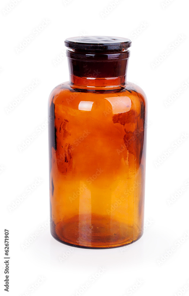 closed medical bottle of brown color glass closed medical bottle of brown color glass