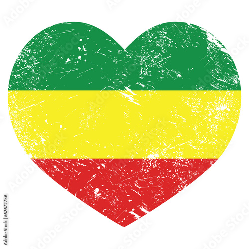 Rasta, Rastafarian retro heart shaped flag
