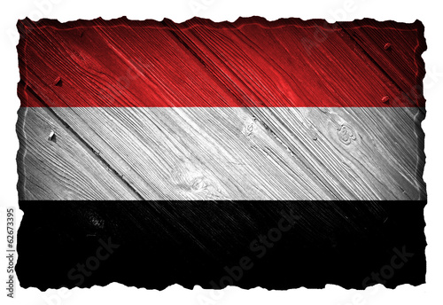 Yemen flag painted on wooden tag