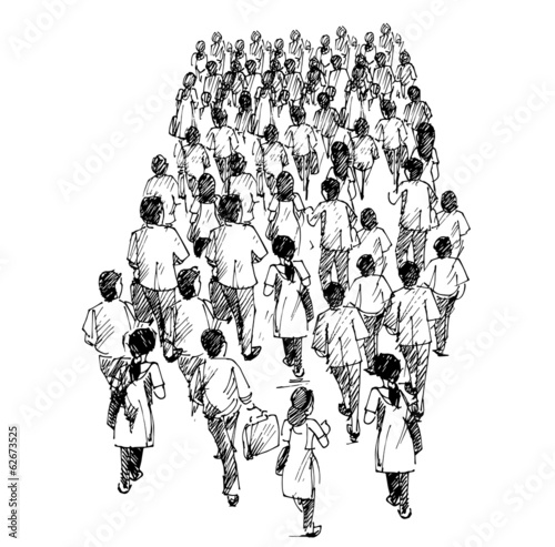 People standing in queues