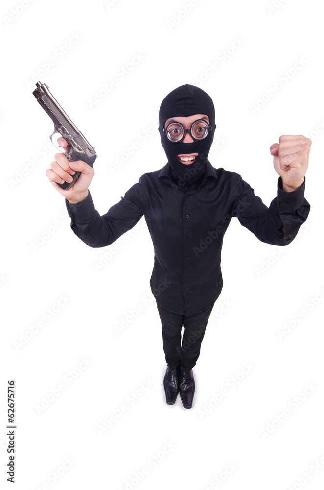 Funny gangster isolated on the white