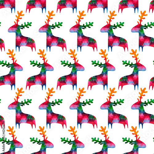 christmas seamless pattern with colorful deers