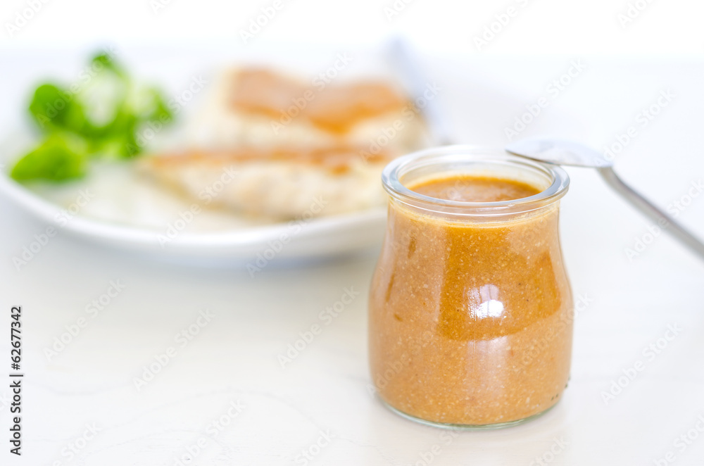 Tomato sauce. Grilled fish with tomato sauce and vegetables Tomato sauce. Grilled fish with tomato sauce and vegetables