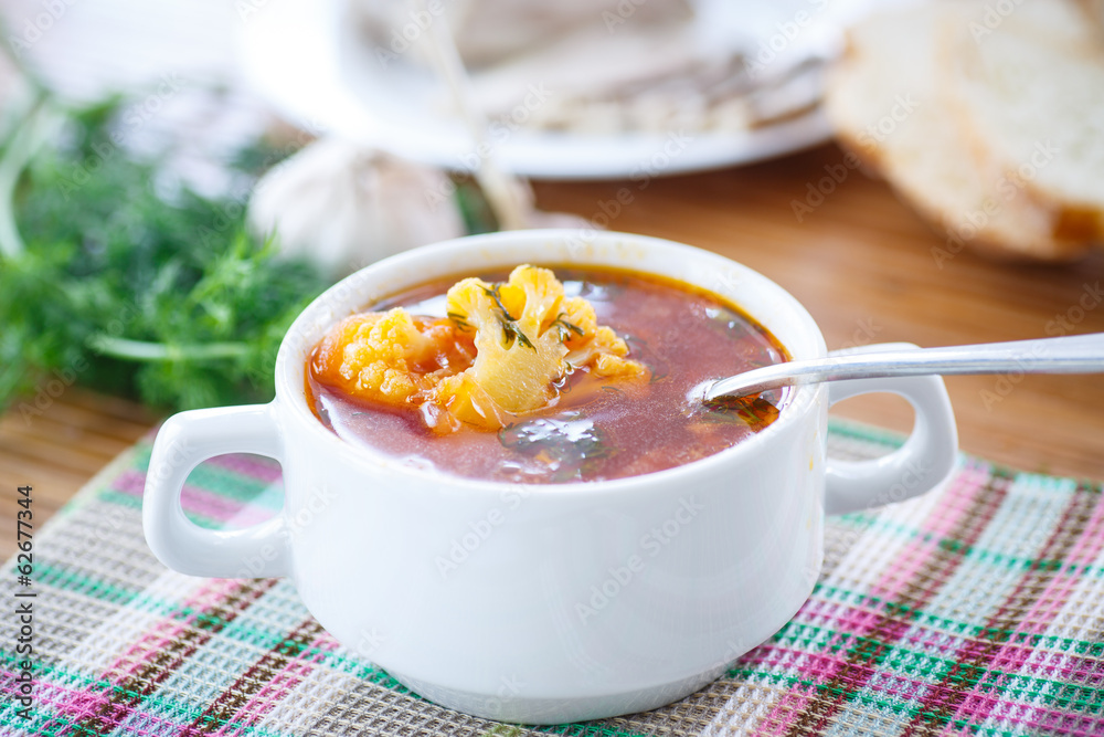 vegetable soup with cauliflower and beets vegetable soup with cauliflower and beets