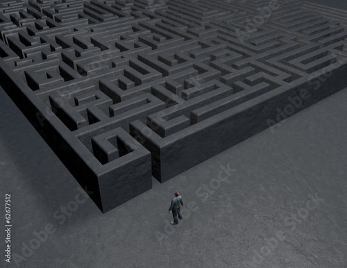 problem in life abstract concept 3d illustration with labyrinth photo