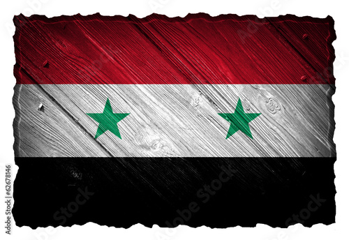 Syria flag painted on wooden tag