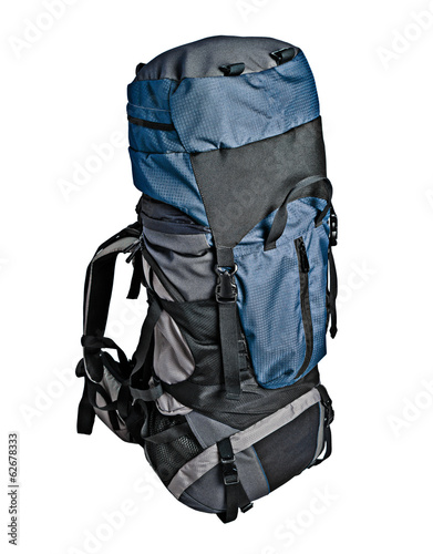 Trekking backpack isolated photo