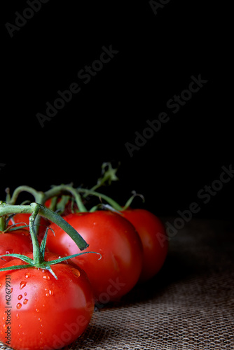 Obraz na płótnie Closeup of tomatoes on the vine w salonie