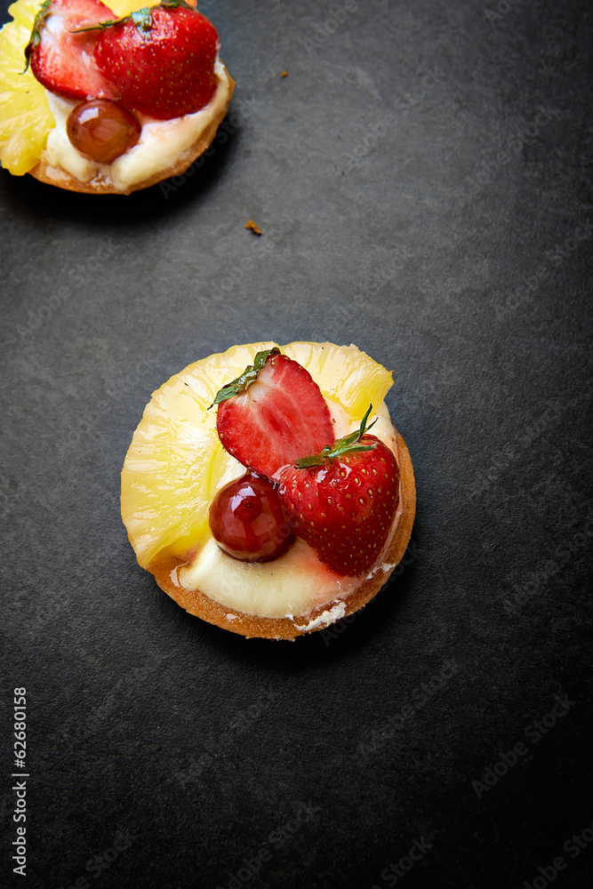 Delicious strawberry and pineapple pastry