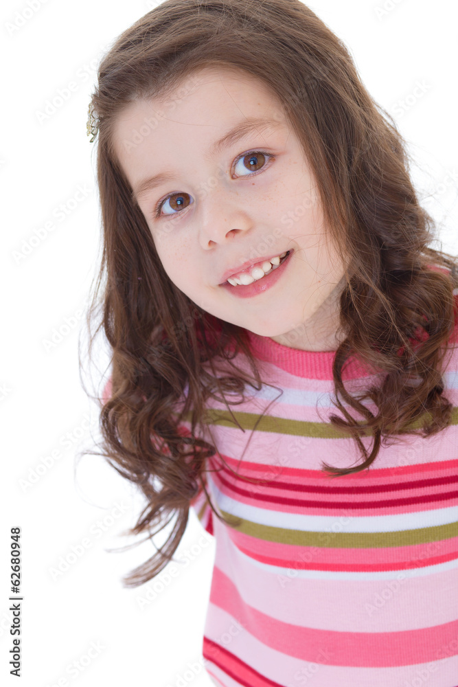 charming little girl in a red striped dress. charming little girl in a red striped dress.