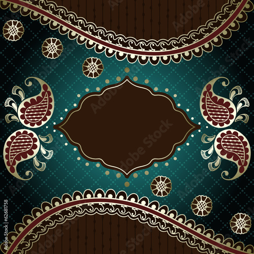 Elegant green & gold banner inspired by Indian mehndi designs