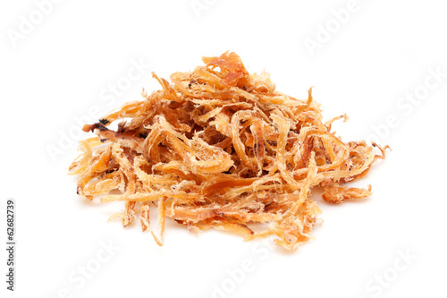 Shredded Dried Cuttlefish isolated on white