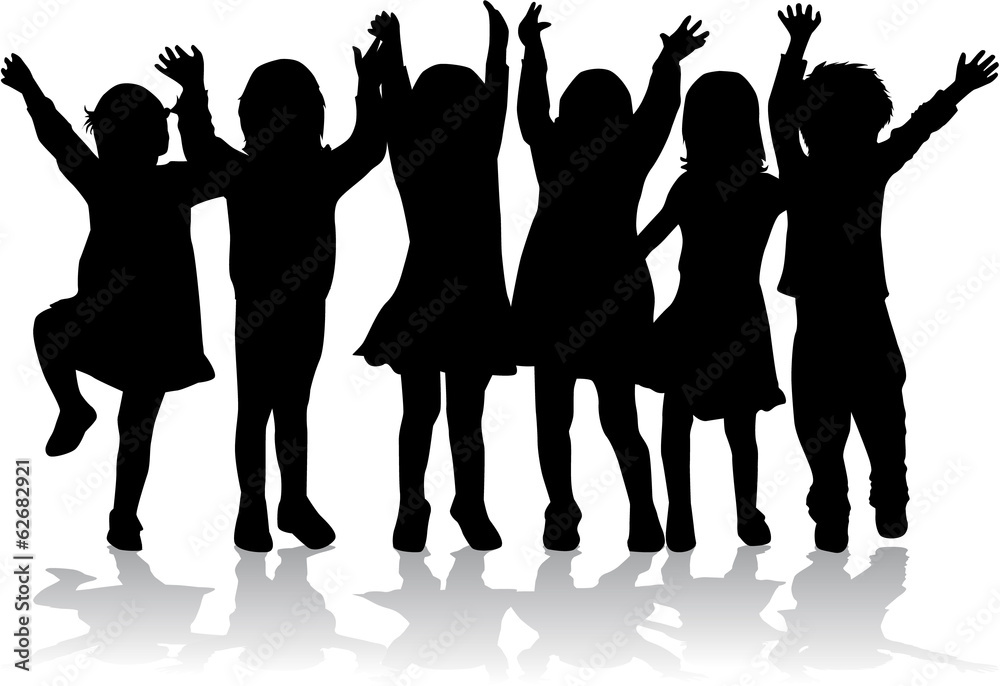 Fototapeta premium group of children's silhouettes