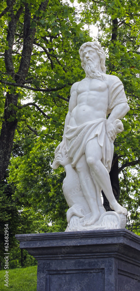 The statues of Poseidon in Peterhof