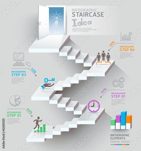 Business staircase thinking idea, Staircase doorway conceptual.