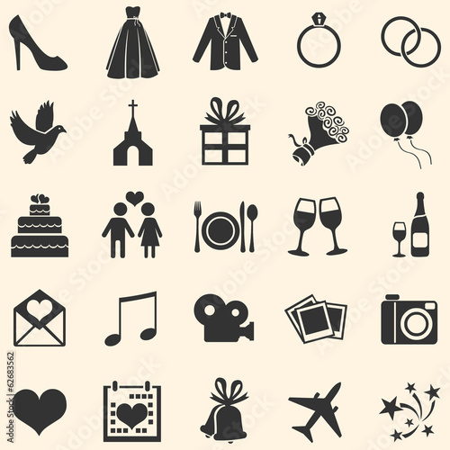 Vector Set of 25  Wedding Icons